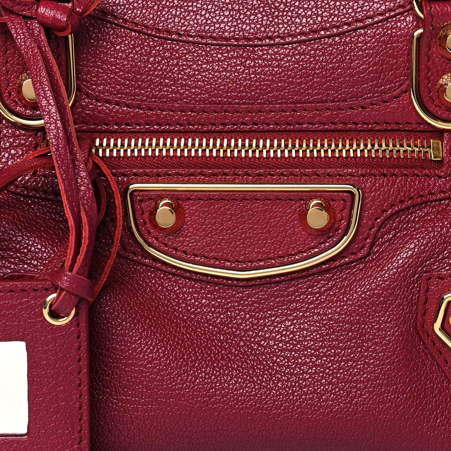 Chevre Gold Metallic Edge Hardware Mini City Rouge Grenat