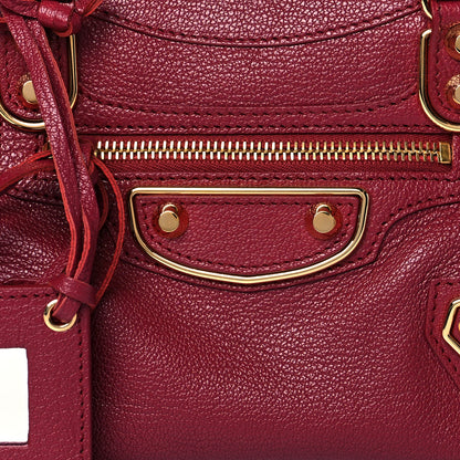 Balenciaga Chevre Gold Metallic Edge Hardware Mini City Rouge Grenat 8 of 10