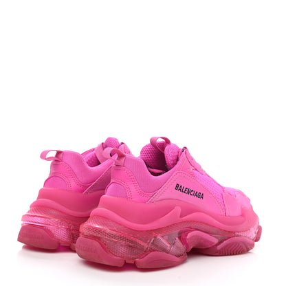 Balenciaga Fabric Mesh Clear Sole Fluo Womens Triple S Sneakers 37 Pink 4 of 9