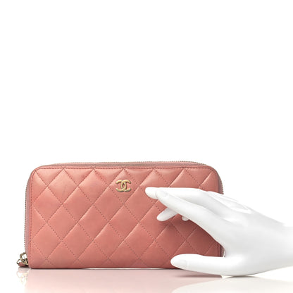 Chanel Lambskin Quilted Large Gusset Zip Around Wallet Light Pink 2 of 10