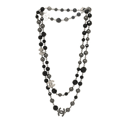 Chanel Ruthenium Pearl Beaded CC Long Necklace Black 3 of 4
