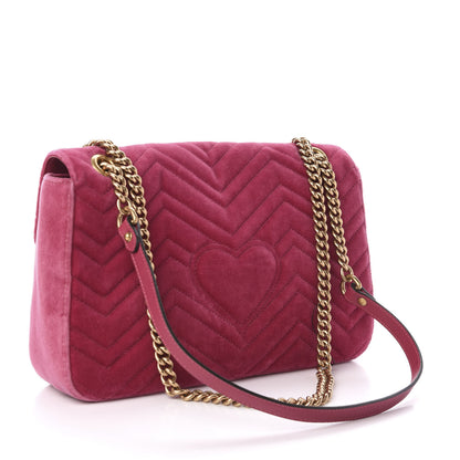 Gucci Velvet Matelasse Blind for Love Embroidered Medium GG Marmont Shoulder Bag Light Raspberry Rose Multicolor 3 of 13