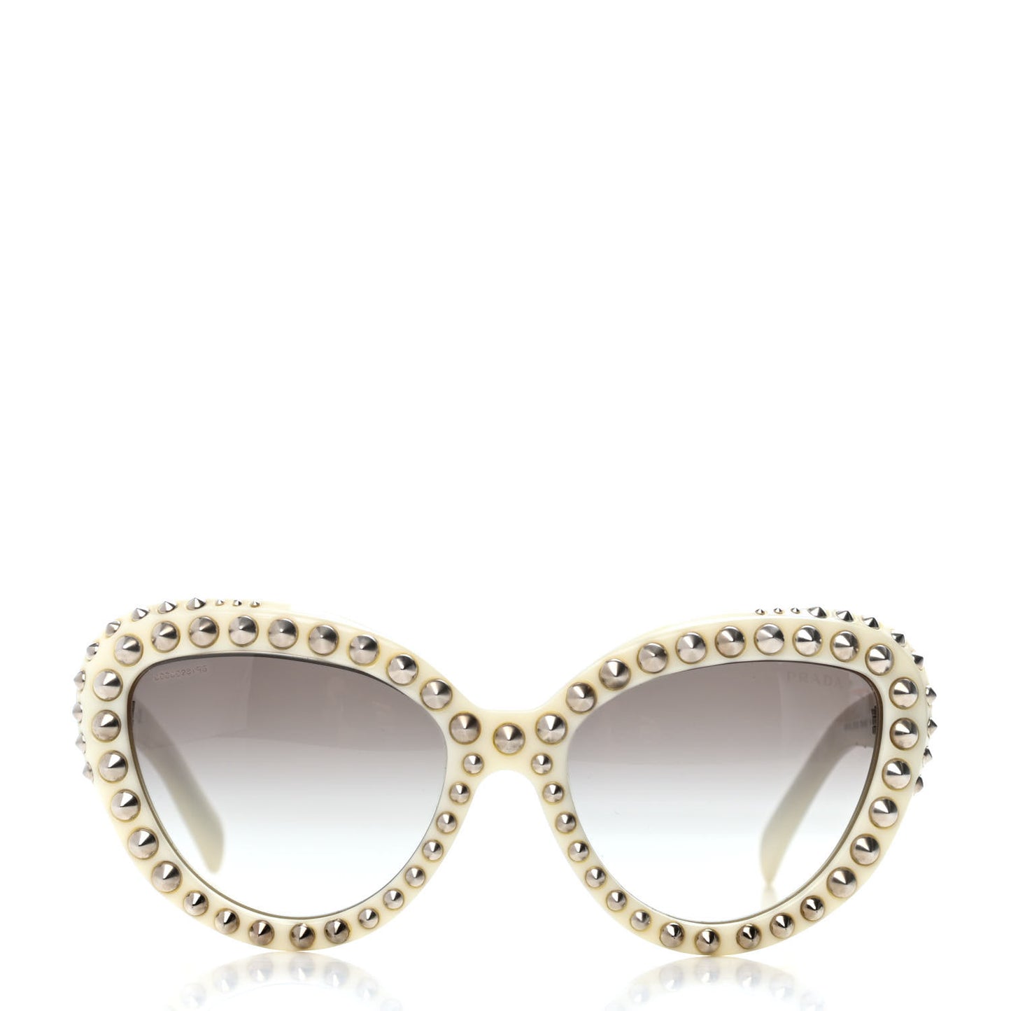Studded Ornate Cat Eye Sunglasses White