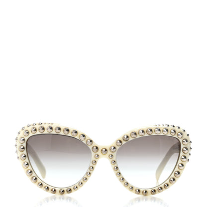 Prada Studded Ornate Cat Eye Sunglasses White 2 of 4