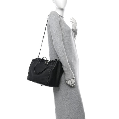 Valentino Garavani Vitello Medium Rockstud Tote Black 2 of 11