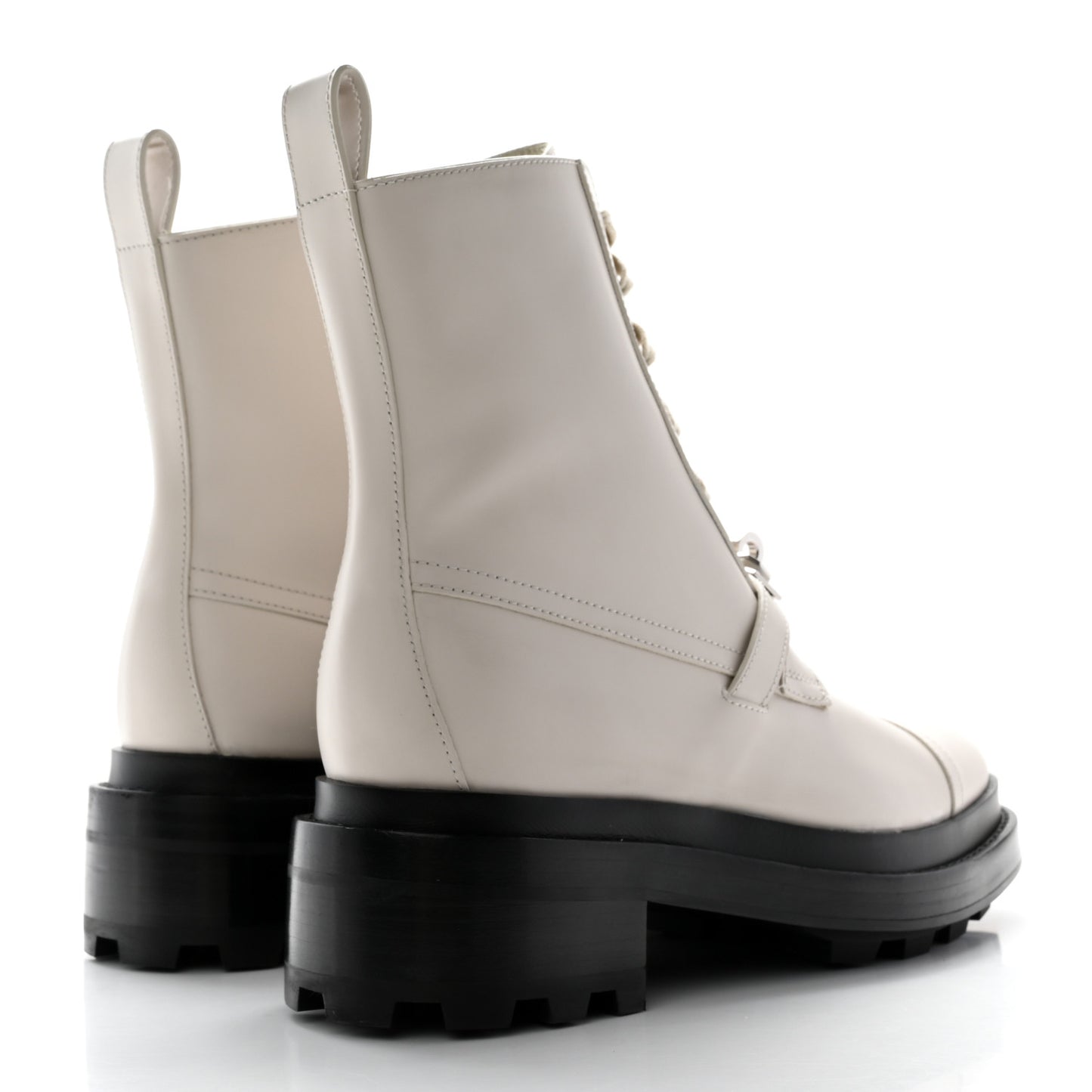 Glossed Calfskin Funk Ankle Boots 36 Beige Glaise