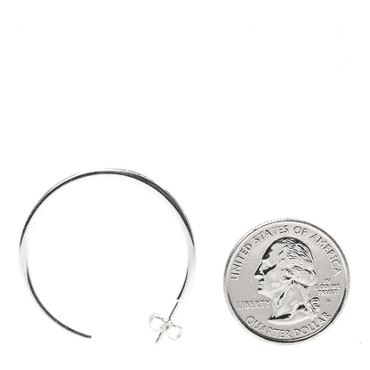 Tiffany Sterling Silver Medium Narrow 1837 Hoop Earrings 2 of 3