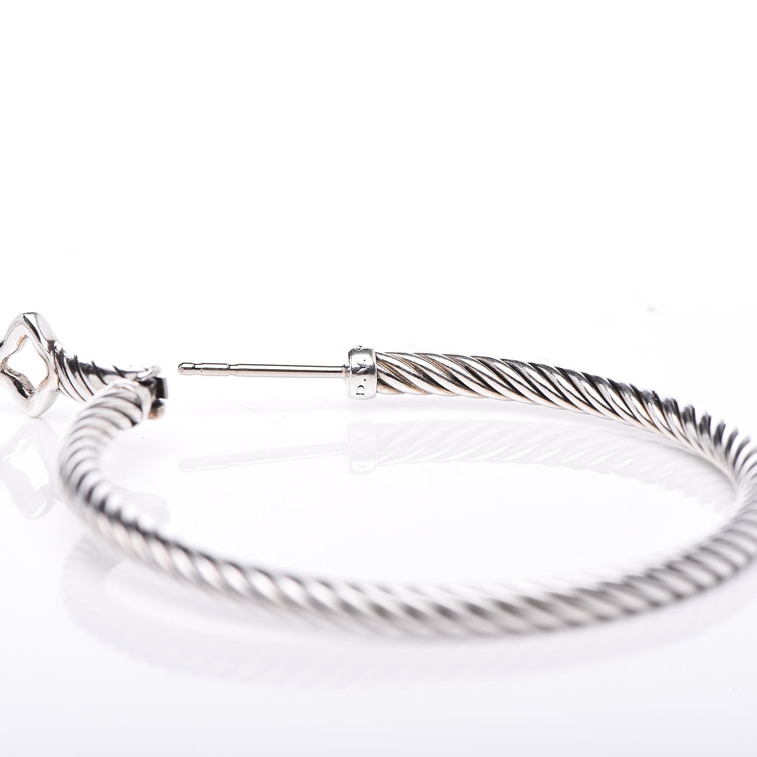 David Yurman Sterling Silver Large Cable Classics Hoop Earrings 4 of 5