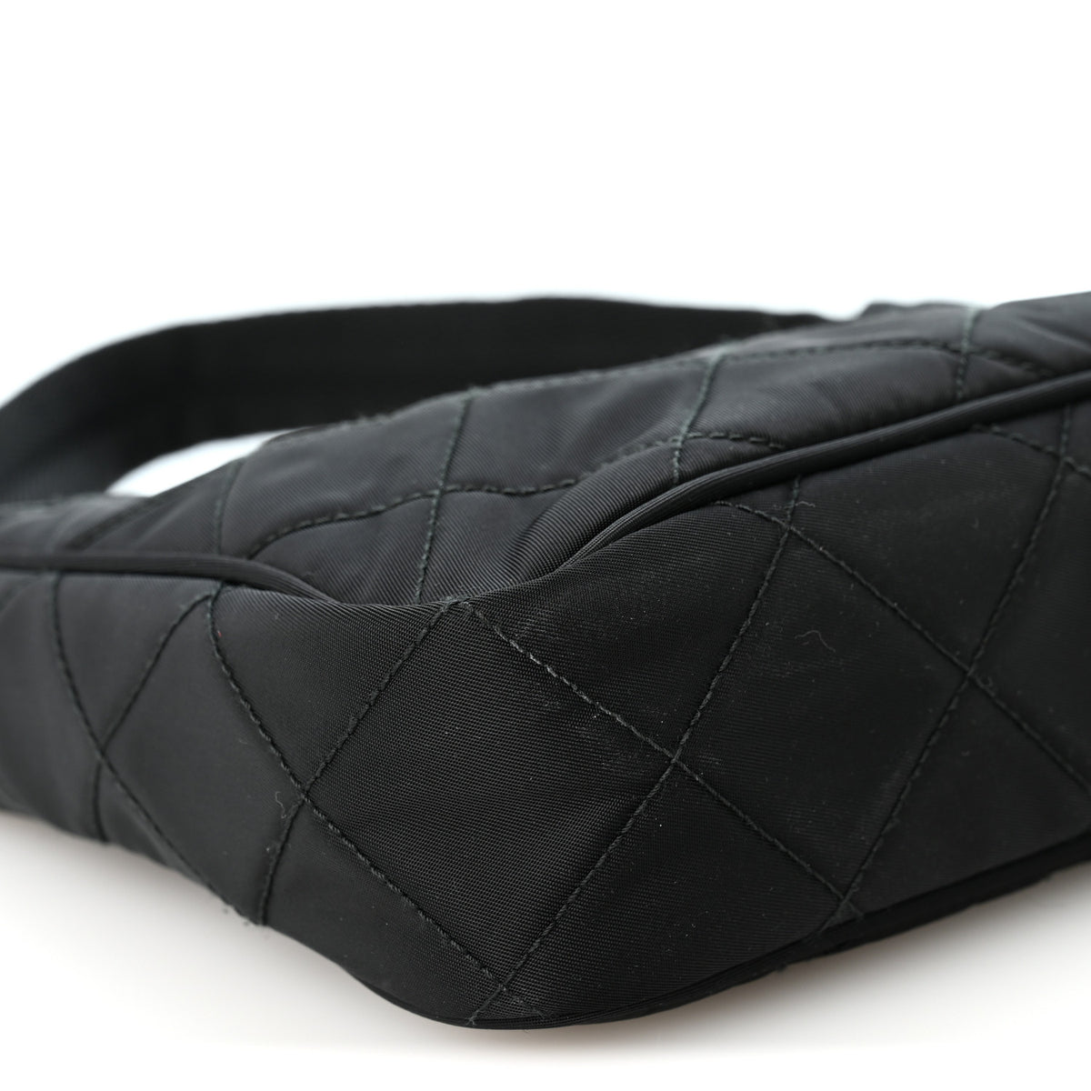 Tessuto Nylon Stitched Shoulder Bag Black