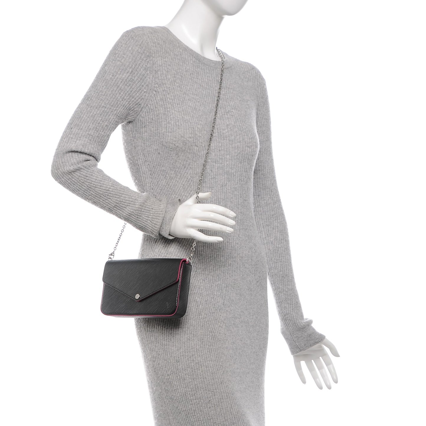 Epi Pochette Felicie Black Hot Pink