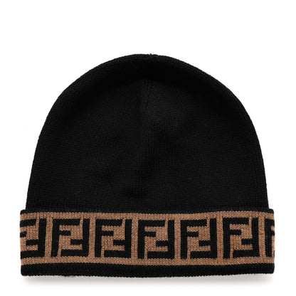 Fendi Wool Knit Zucca Beanie Black 1 of 5