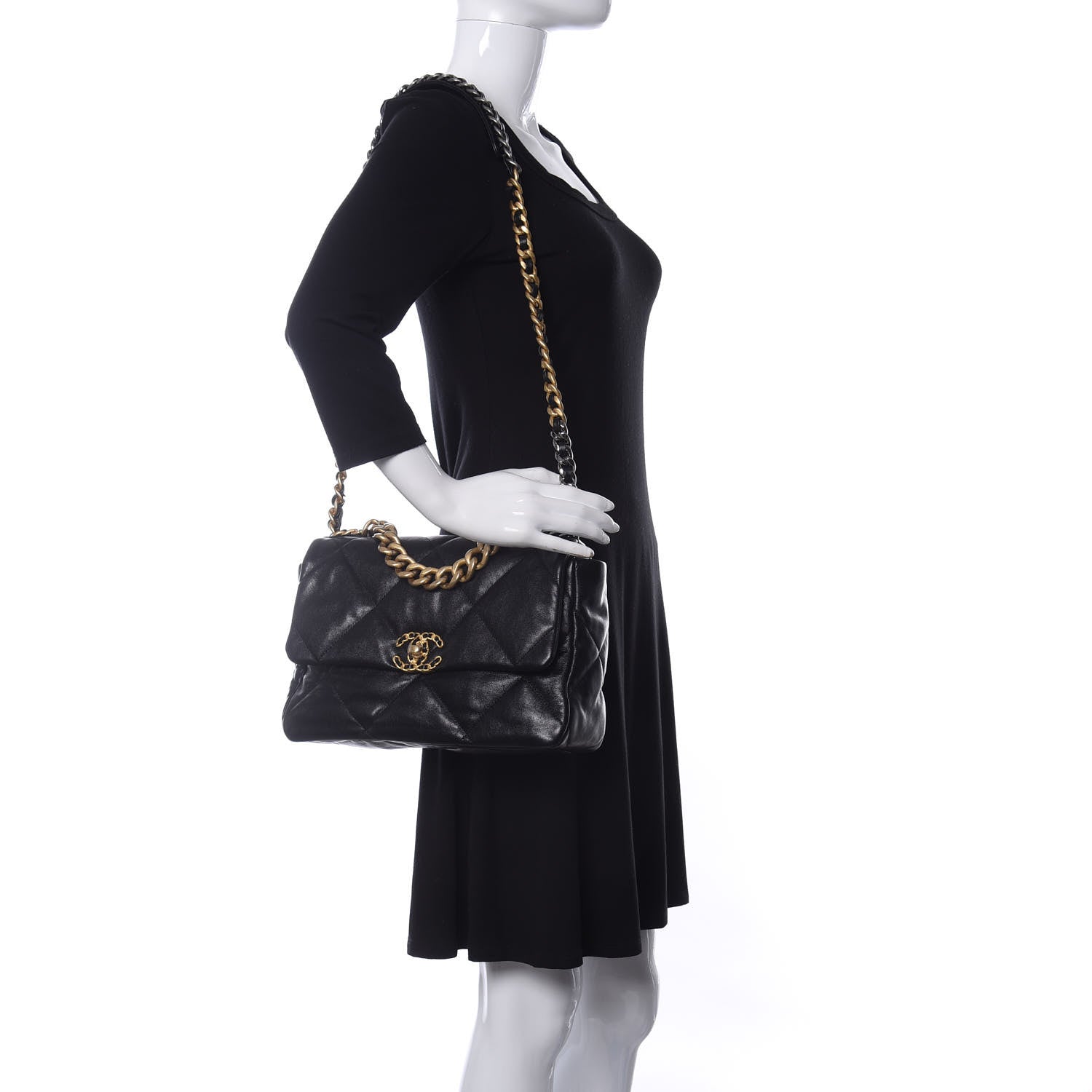Chanel Lambskin Quilted Large Chanel 19 Flap Black 2 of 11