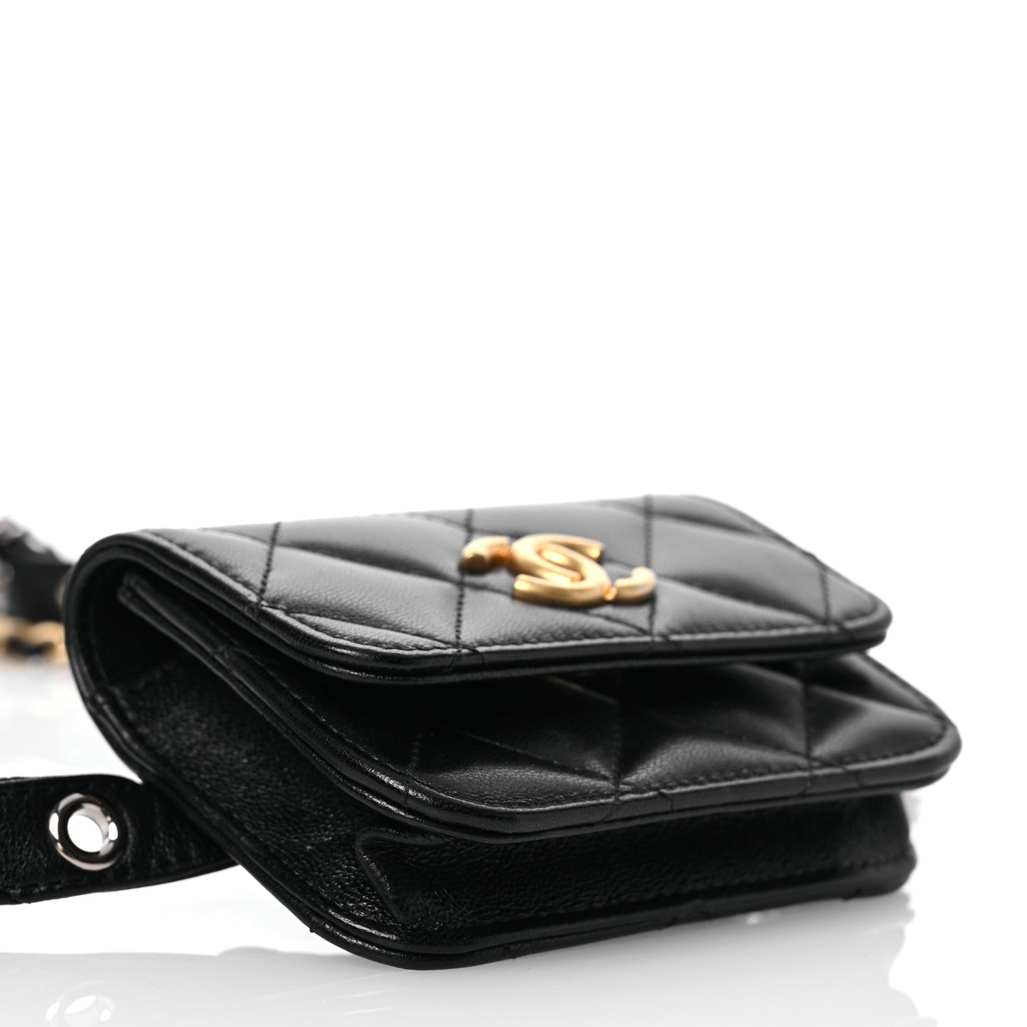 Chanel Goatskin Quilted Punk Essentials Chain Mini Flap Belt Bag Black 4 of 11