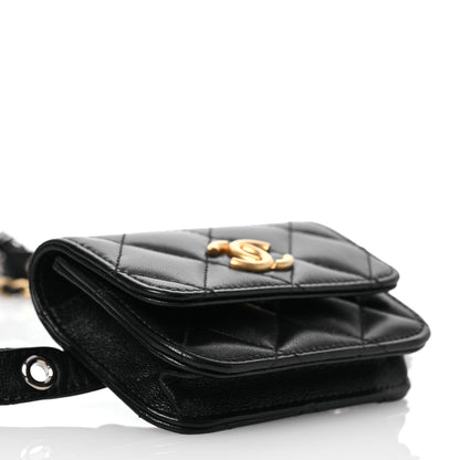 Chanel Goatskin Quilted Punk Essentials Chain Mini Flap Belt Bag Black 4 of 11