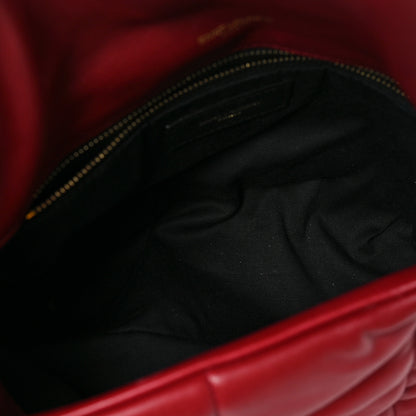 Saint Laurent Lambskin Quilted Small Loulou Puffer Monogram Chain Satchel Red 5 of 9