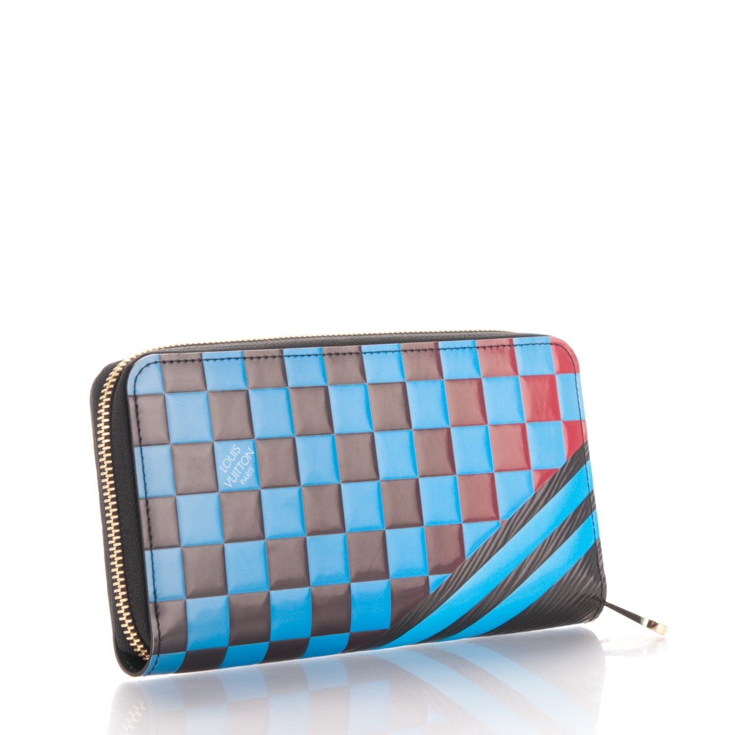 Louis Vuitton Epi Damier Race Zippy Wallet Blue Vert 3 of 7