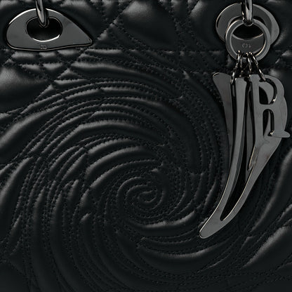 Christian Dior Lambskin Cannage Embossed Medium Recycle Group Lady Dior Art 5 Black 7 of 9