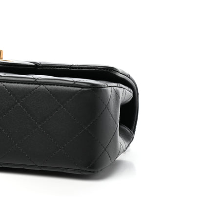Chanel Lambskin Quilted Mini Top Handle Rectangular Flap Black 9 of 11