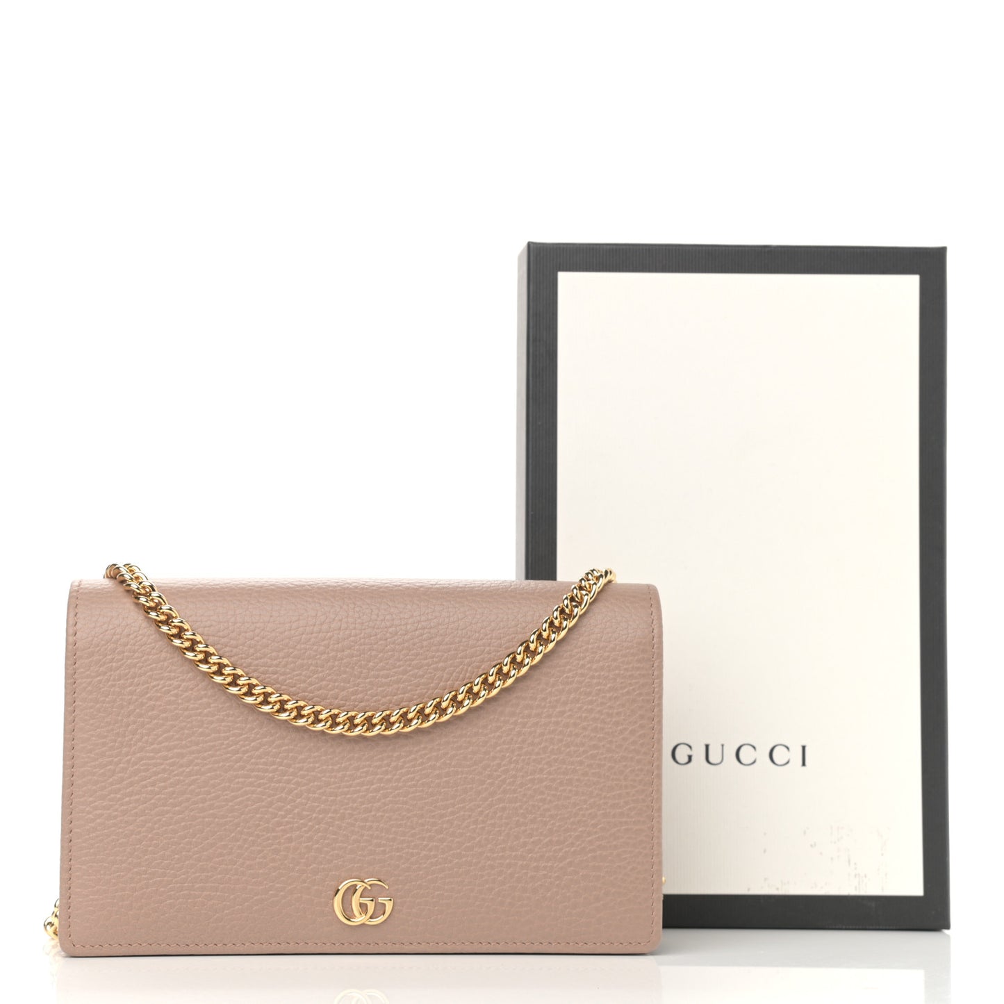Calfskin Mini GG Marmont Chain Wallet Porcelain Rose