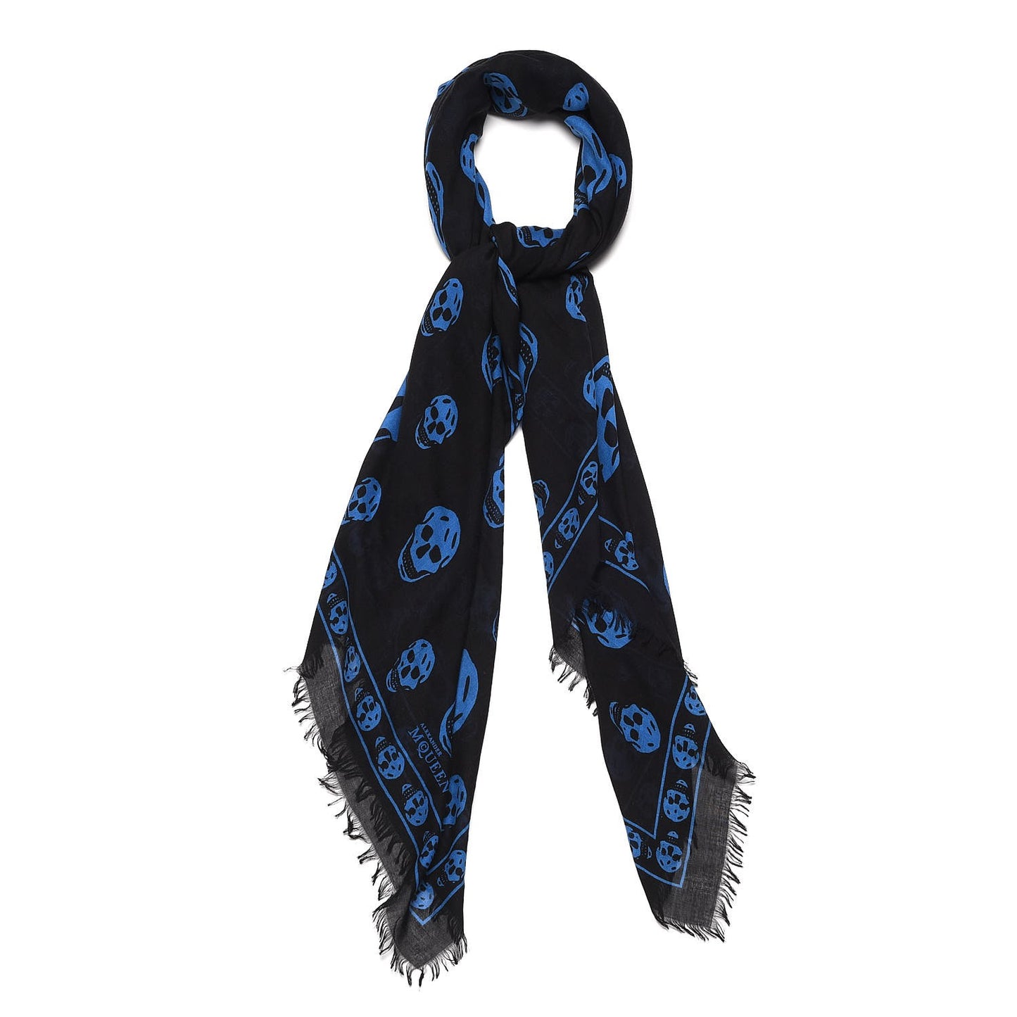 Modal Cashmere Skull Scarf Navy Royal Blue