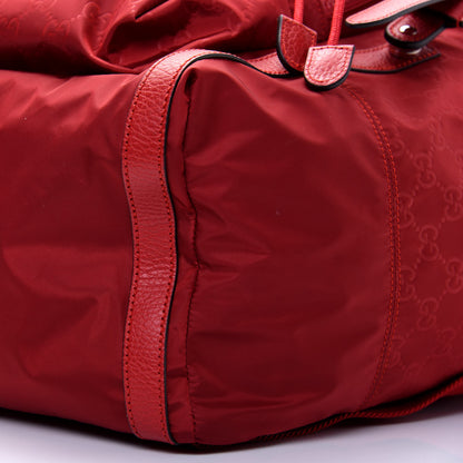 Gucci Nylon Monogram Dollar Calfskin Medium Light Double Buckle Backpack Vibrant Red 6 of 18