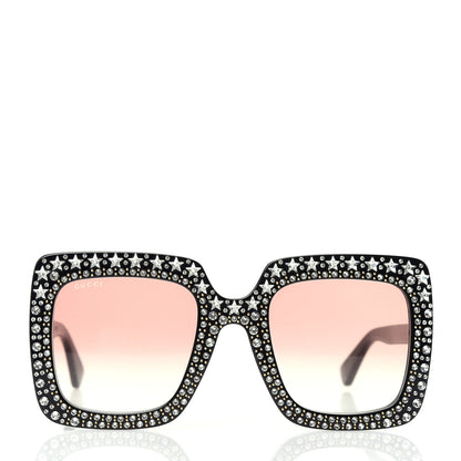 Gucci Acetate Crystal Oversize Sunglasses GG0148S Black 2 of 8