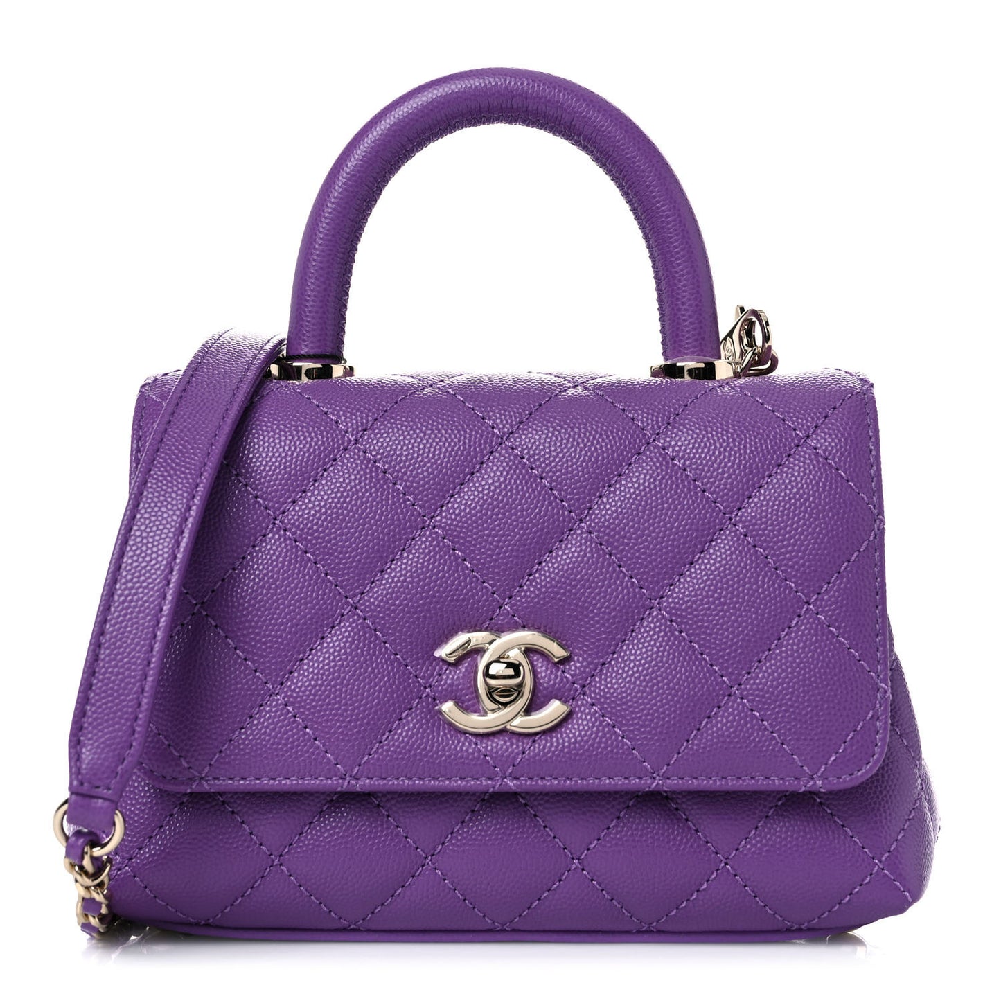 Caviar Quilted Extra Mini Coco Handle Flap Purple