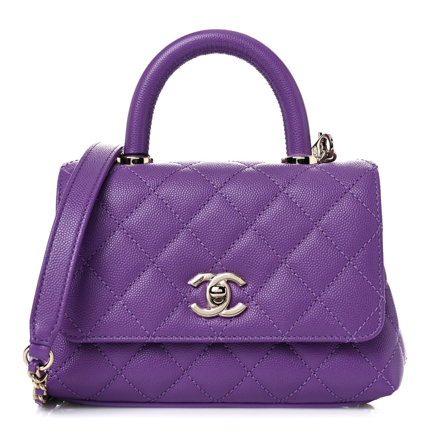 Chanel Caviar Quilted Extra Mini Coco Handle Flap Purple 1 of 10