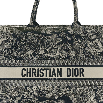 Christian Dior Canvas Embroidered Large Dioriviera Toile De Jouy Reverse Book Tote Blue 8 of 11