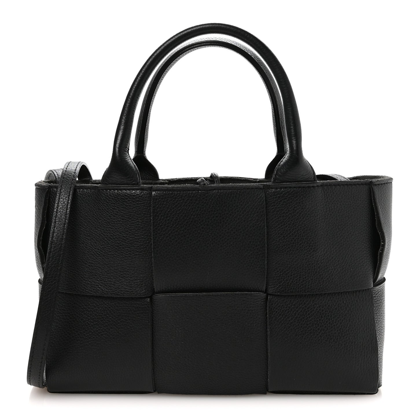 Grained Calfskin Maxi Intrecciato Mini Arco Tote Black