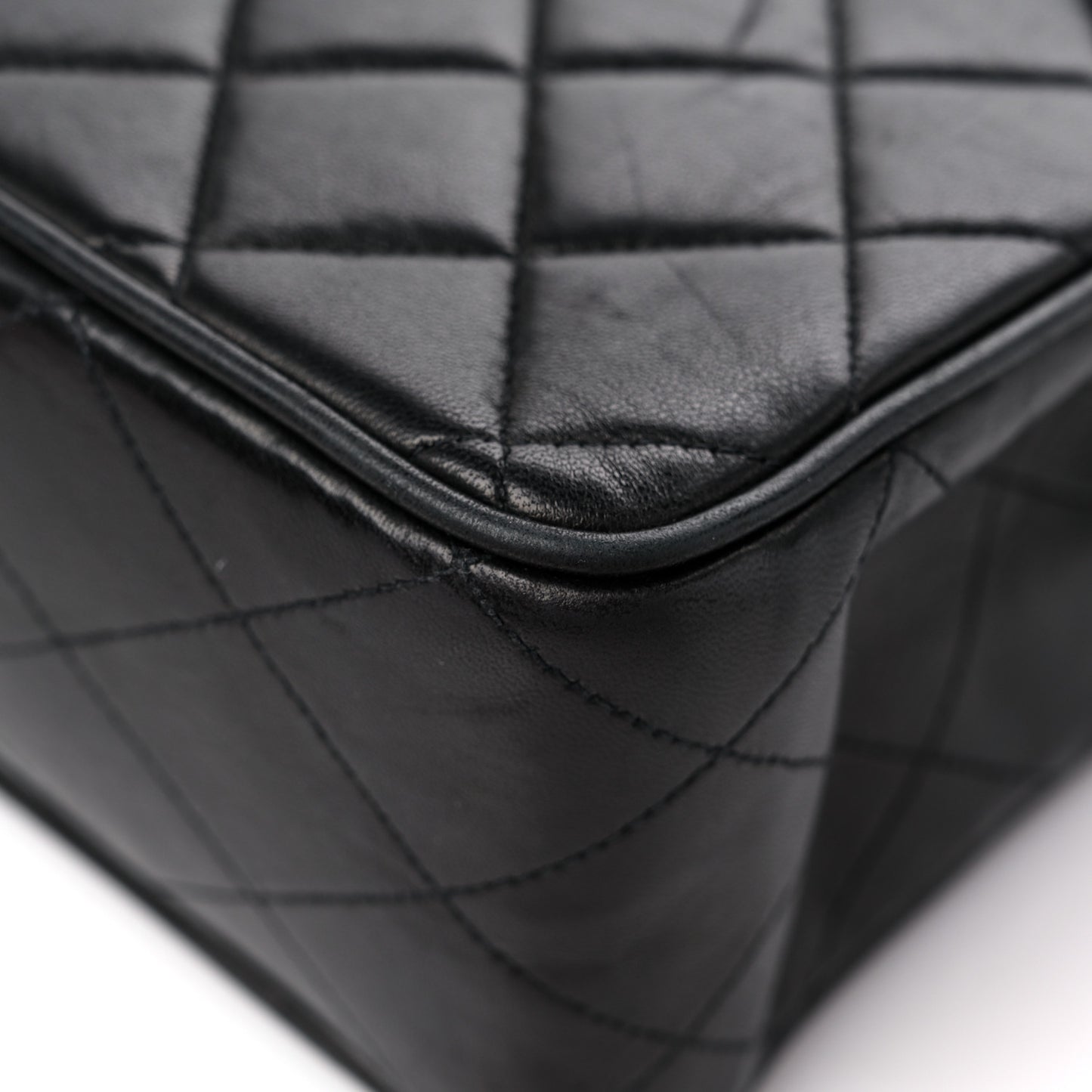 Lambskin Quilted XL Jumbo Single Flap Black