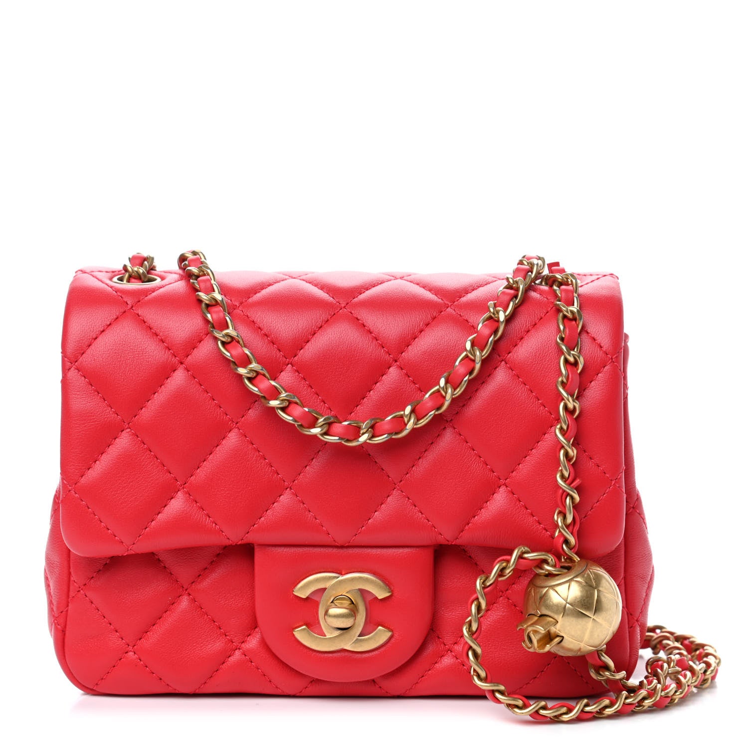 Chanel Lambskin Quilted Mini Pearl Crush Flap Red 1 of 4