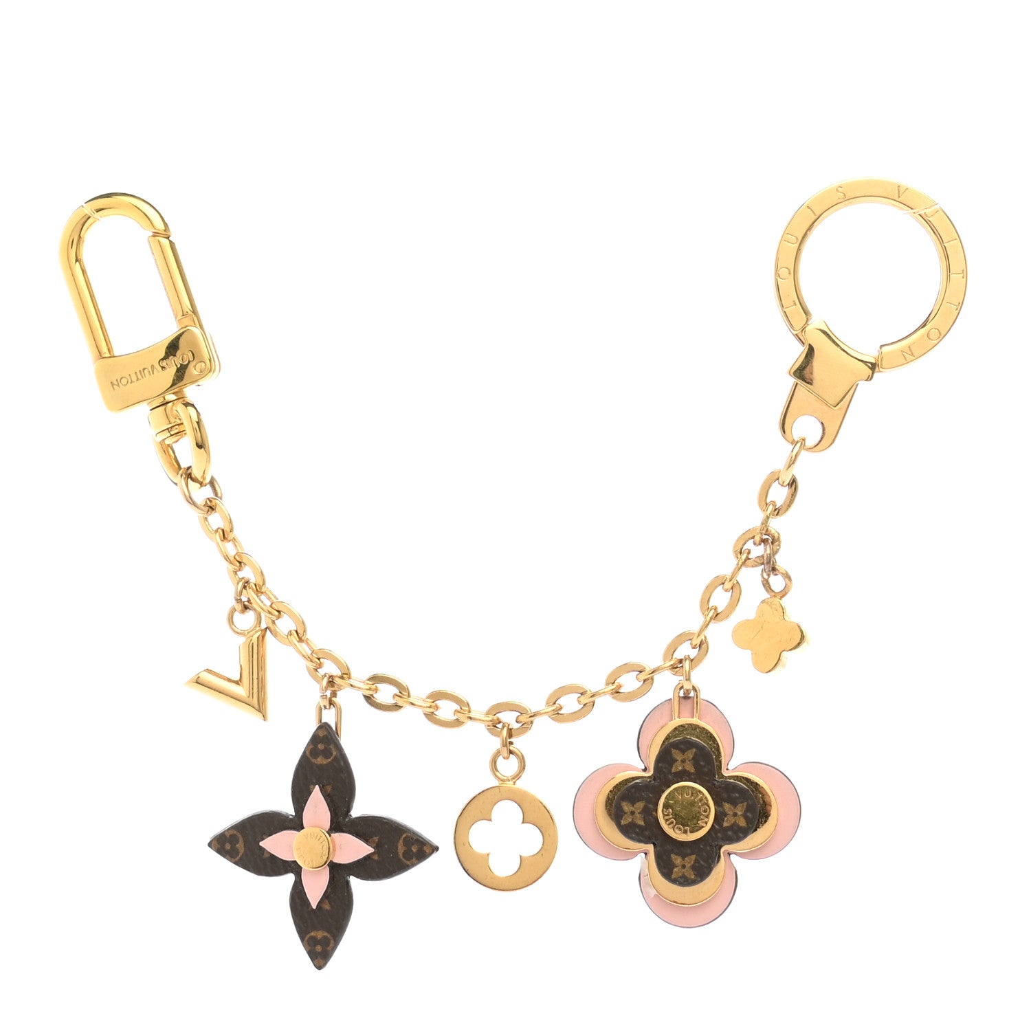 Louis Vuitton Brass Monogram Blooming Flowers Bag Charm Key Holder Rose Ballerine 1 of 4