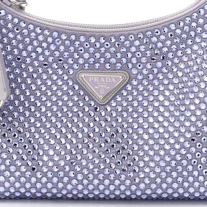 Prada Satin Crystal Mini Re-Edition 2000 Bag Glicine 7 of 10