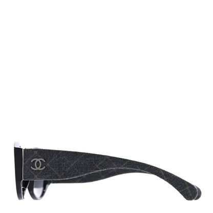 Chanel Acetate Denim Oval Polarized Sunglasses 5405 Black Blue 2 of 9