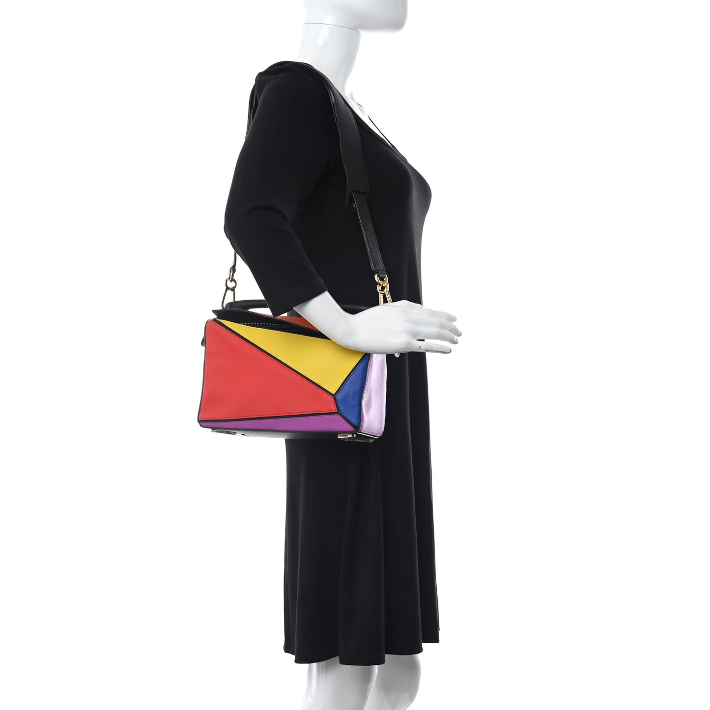 Calfskin Small Puzzle Bag Multicolor Black