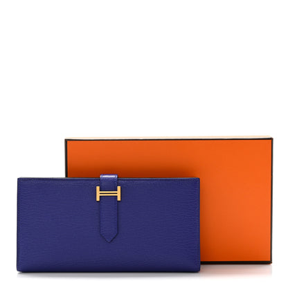 Hermes Chevre Mysore Bearn Gusset Wallet Bleu Electrique 8 of 8