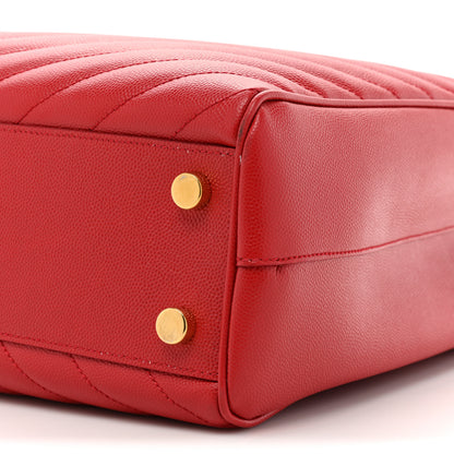 Saint Laurent Grain De Poudre Matelasse Chevron Monogram Shopping Bag Red 10 of 16