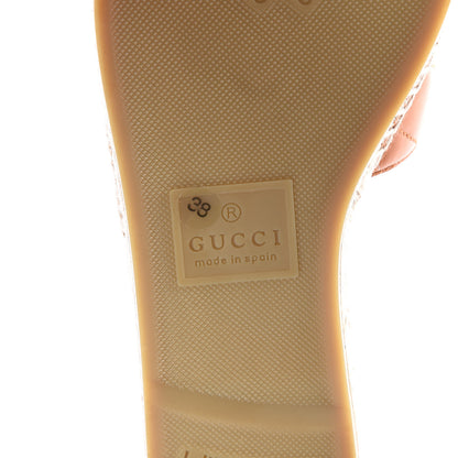 Gucci Nappa Matelasse GG Marmont Espadrille Slide Sandals 38 Cognac 6 of 9