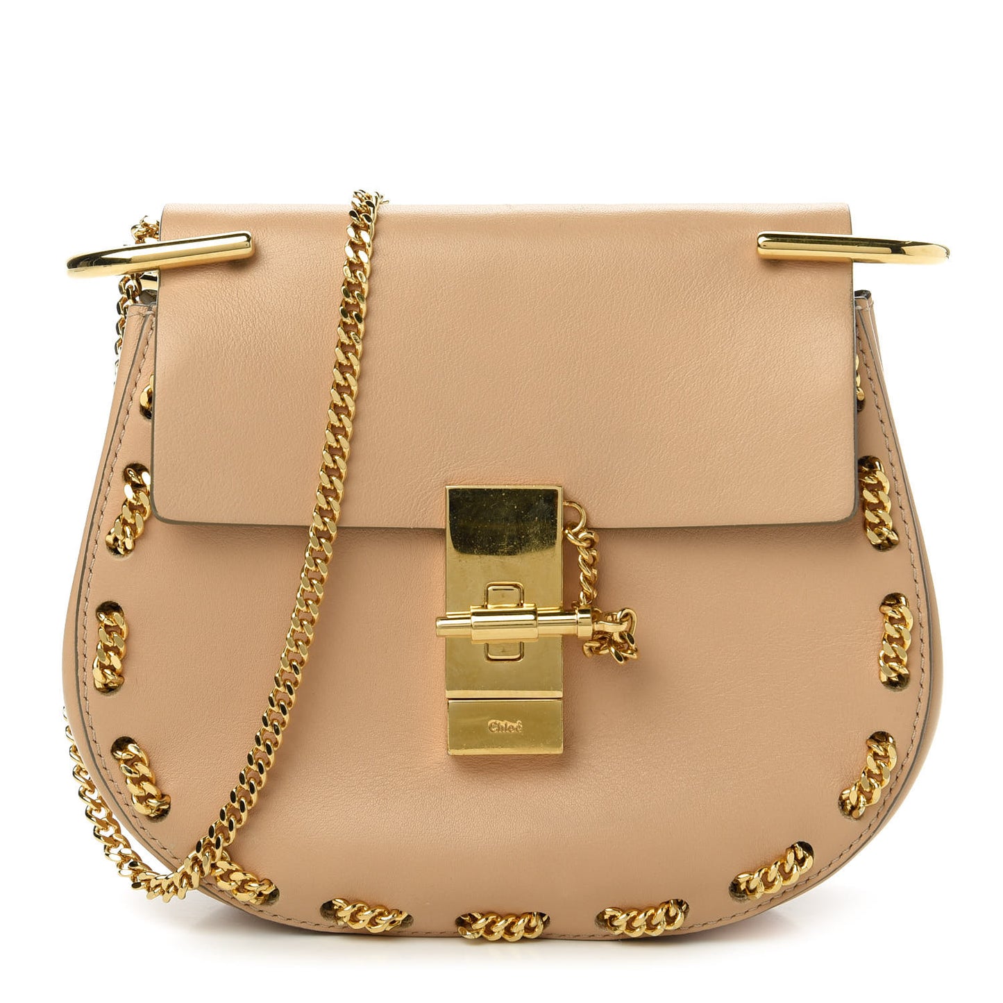 Calfskin Mini Drew Chain Shoulder Bag Blush Nude