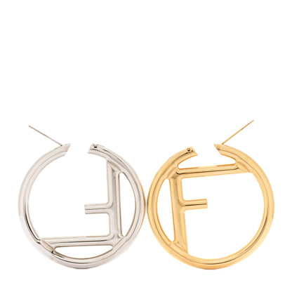 Fendi Metal FF Hoop Earrings Gold Silver 3 of 6