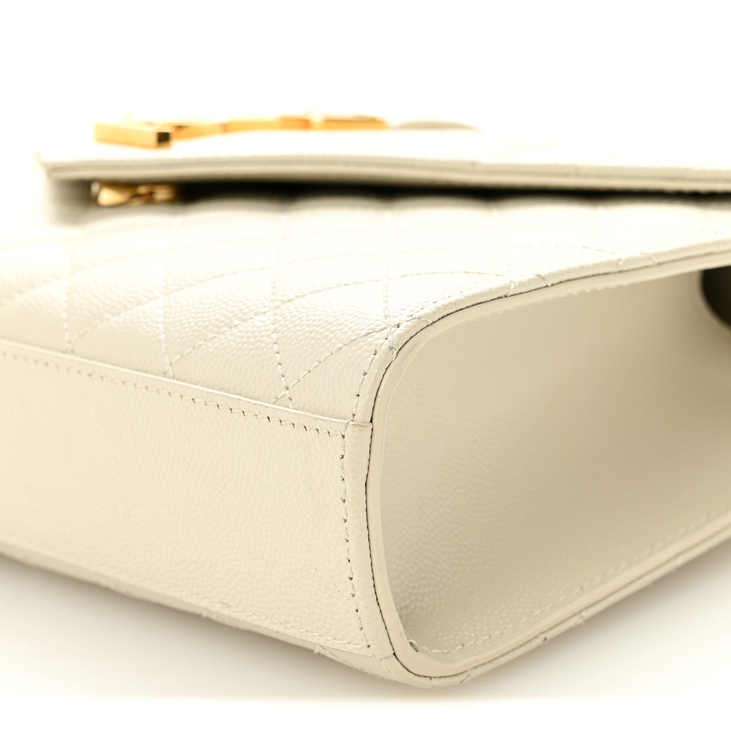 Saint Laurent Grain De Poudre Textured Mixed Matelasse Medium Triquilt Monogram Satchel Crema Soft 9 of 9
