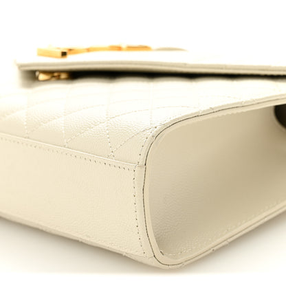 Saint Laurent Grain De Poudre Textured Mixed Matelasse Medium Triquilt Monogram Satchel Crema Soft 9 of 9