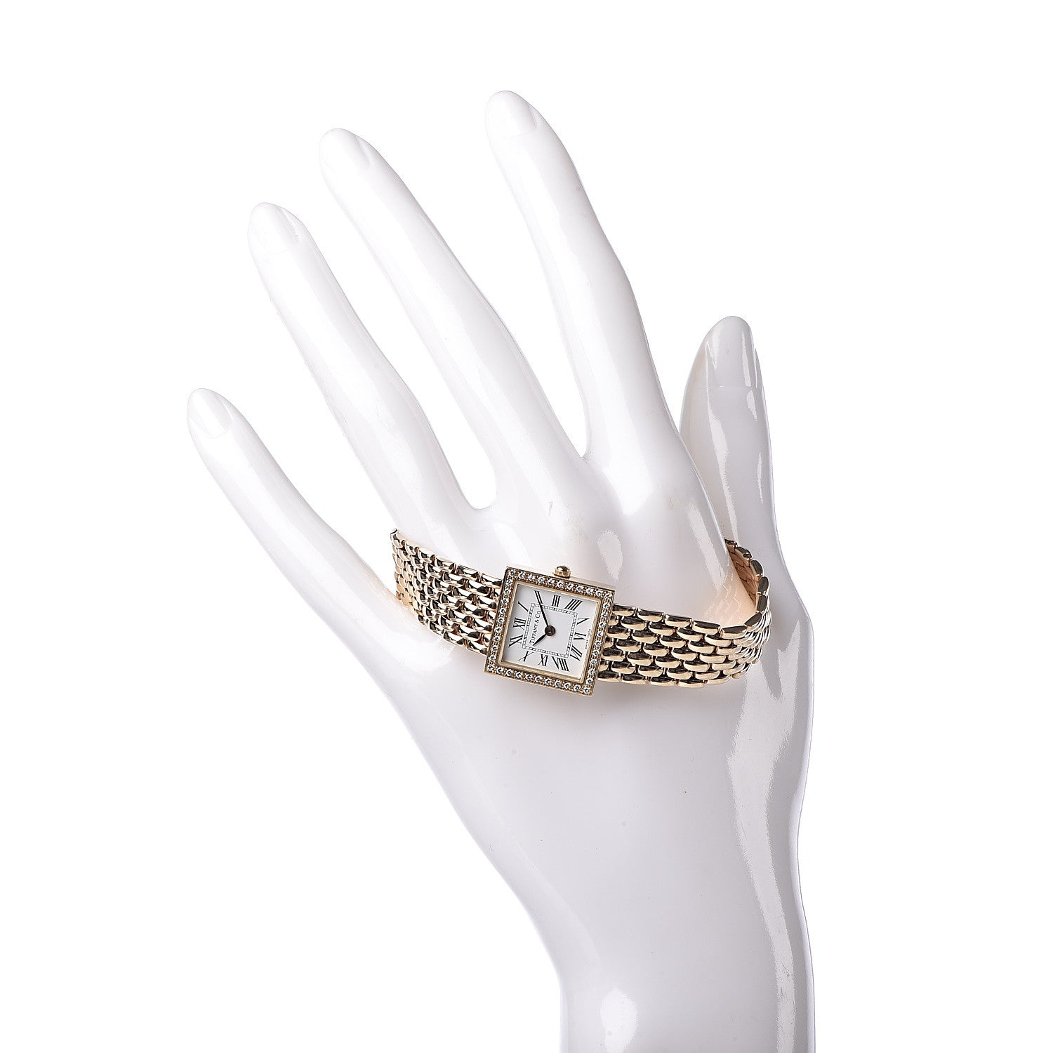 Tiffany 14K Yellow Gold Diamond Bezel 19mm Quartz Watch 2 of 6