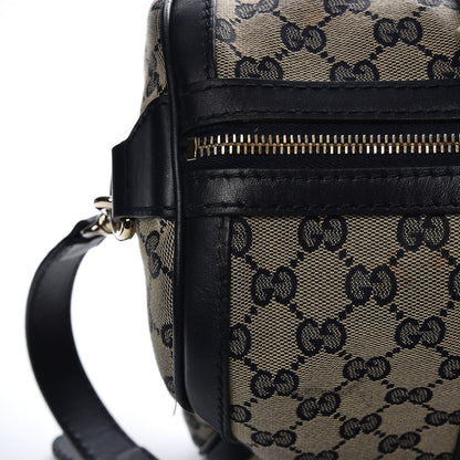 Gucci Monogram Selleria Calfskin Vintage Web Medium Boston Beige Blue 10 of 23
