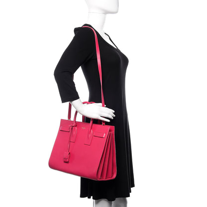 Saint Laurent Calfskin Small Sac De Jour Lipstick Fuchsia 2 of 9