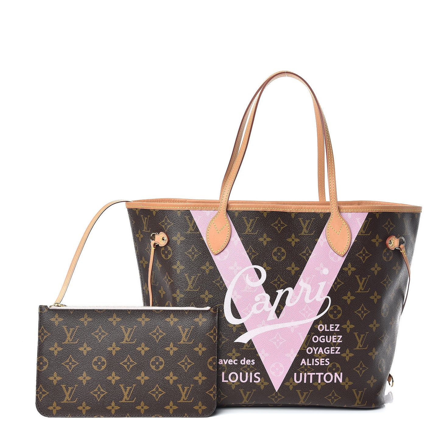 Monogram Capri V Neverfull MM Rose Ballerine