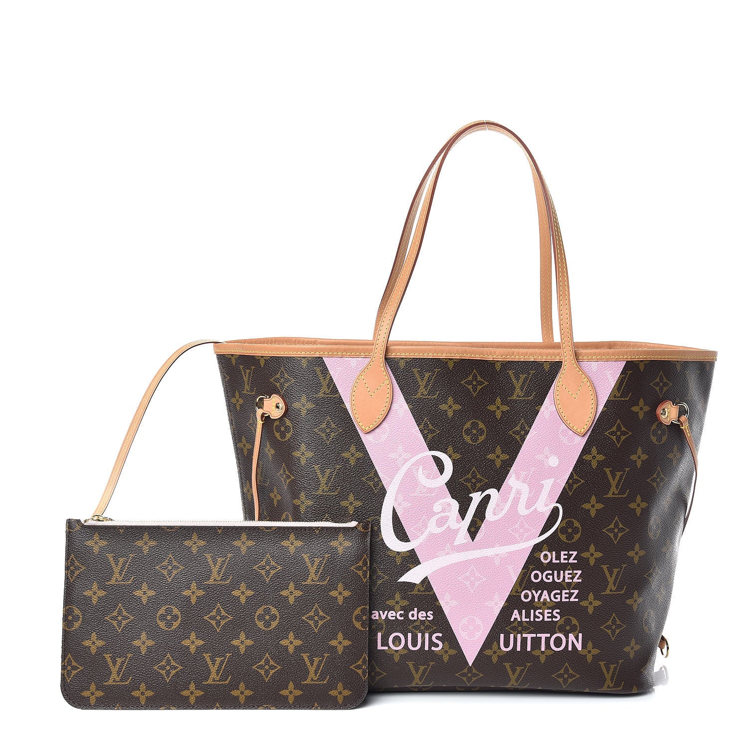 Louis Vuitton Monogram Capri V Neverfull MM Rose Ballerine 1 of 11