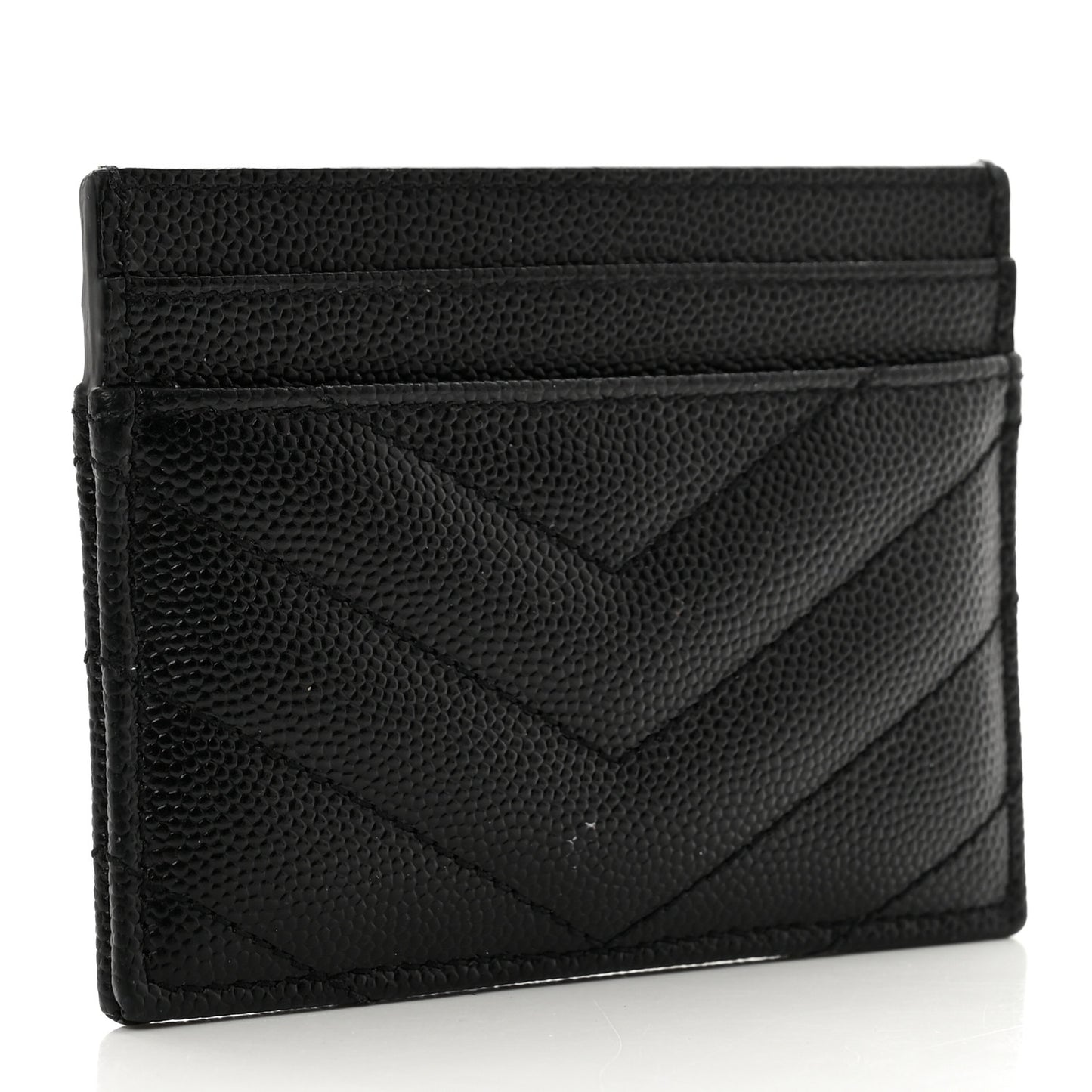 Grain De Poudre Matelasse Chevron Monogram Credit Card Case Black