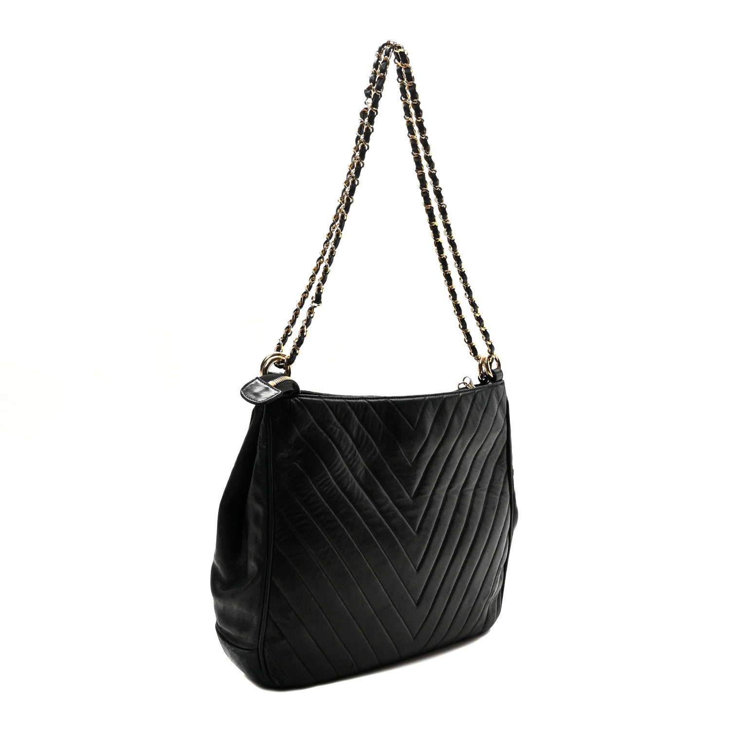 Chanel Lambskin Chevron Quilted Tote Black 3 of 9